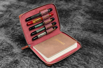 Galen Leather 5 Pen Zipper Case