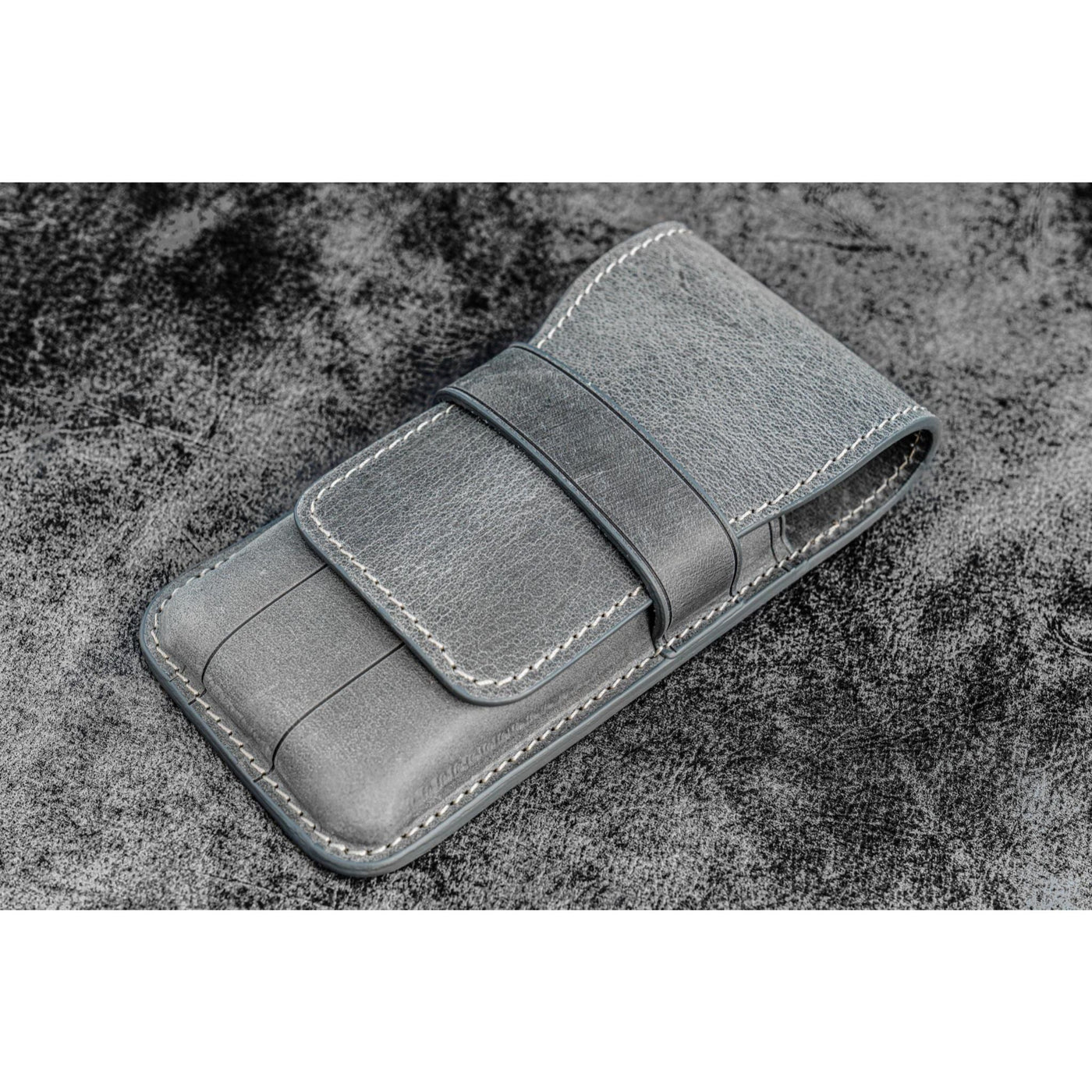 Galen Leather 3 Pen Flap Case - Crazy Horse Smoky | Atlas Stationers.