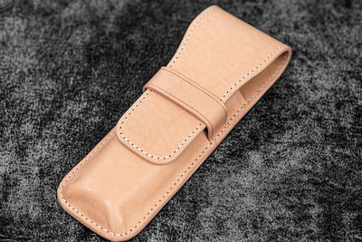 Galen Leather 2 Pen Flap Case - Undyed | Atlas Stationers.