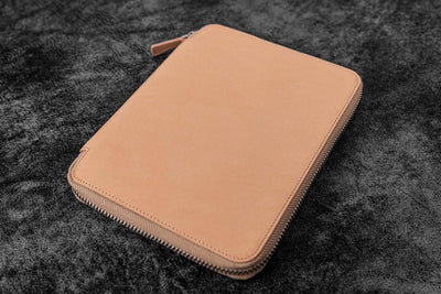 Galen Leather 10 Pen Zipper Case with A5 Notebook Holder - Undyed | Atlas Stationers.