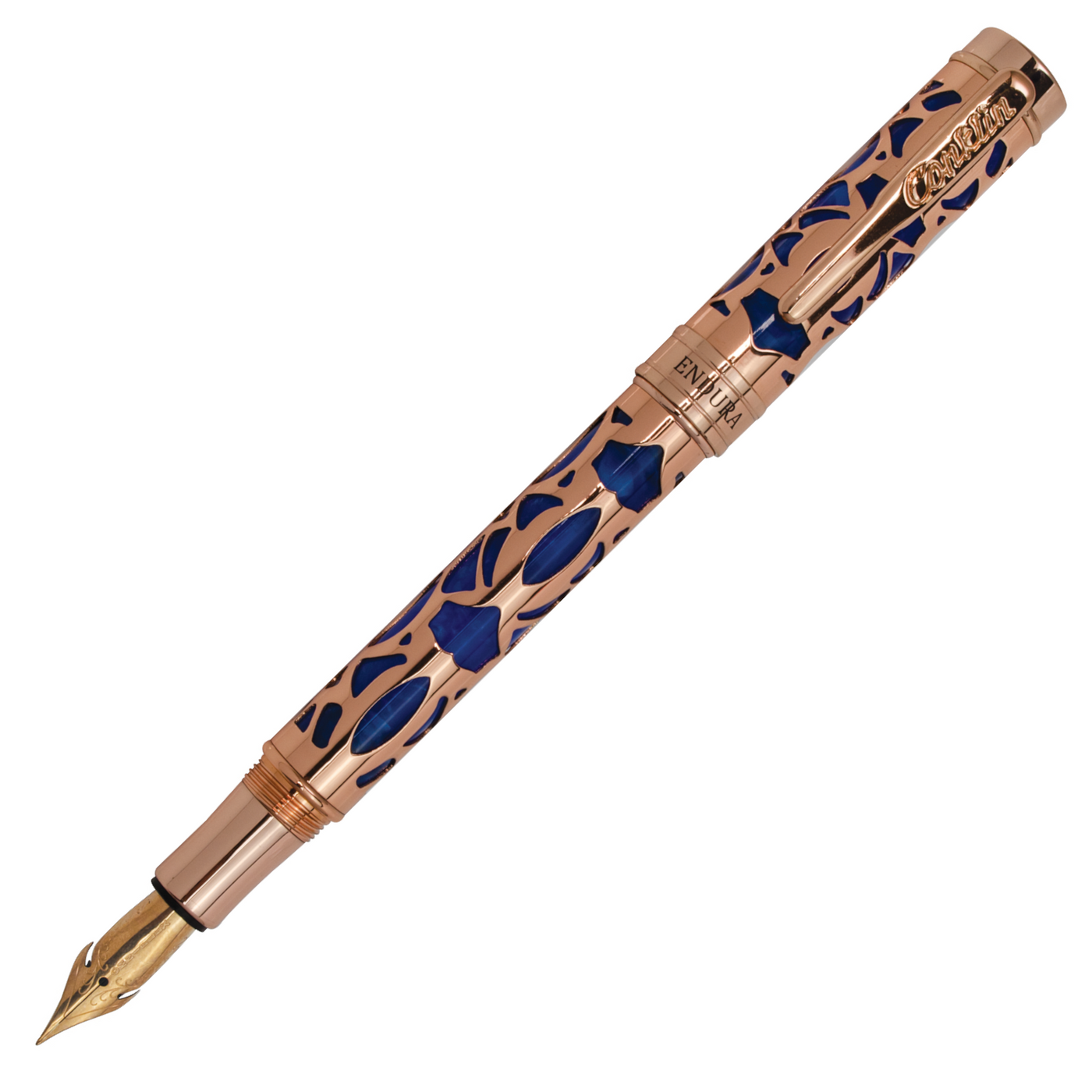 Conklin Endura Deco Crest Fountain Pen - Blue w/ Rosegold | Atlas Stationers.