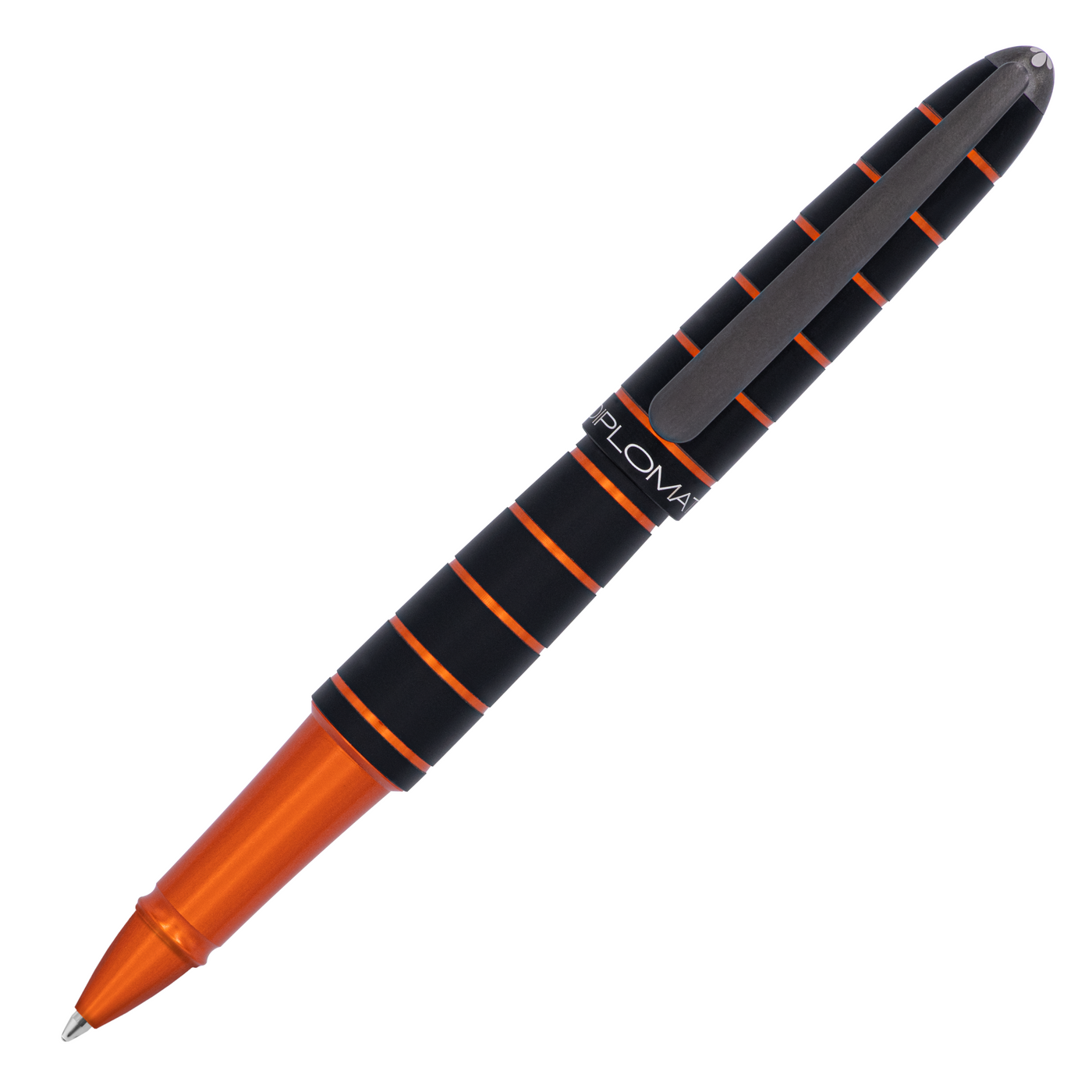 Diplomat Elox Rollerball Pen - Black with Orange Rings | Atlas Stationers.