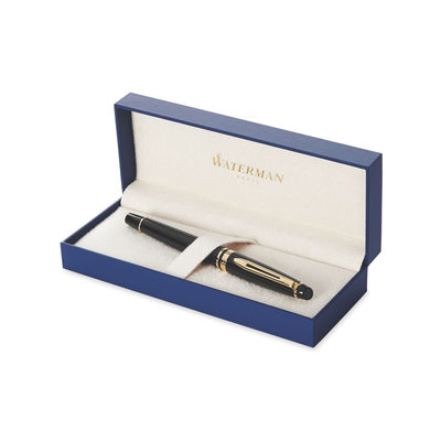 Waterman Expert Fountain Pen - Black w/ Gold Trim | Atlas Stationers.