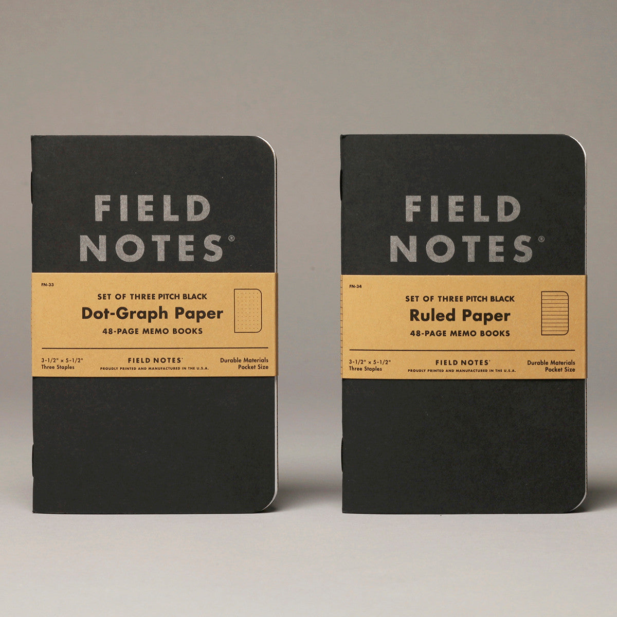 Field Notes Pitch Black Notebook, Dot Graph, 2-Pack, 4 3/4" x 7 1/2" | Atlas Stationers.