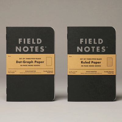 Field Notes Pitch Black Notebook, Dot Graph, 2-Pack, 4 3/4" x 7 1/2" | Atlas Stationers.