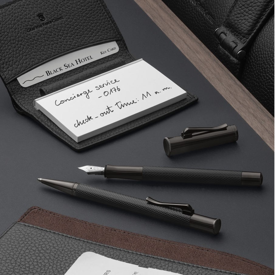 Graf von Faber-Castell Guilloche Fountain Pen - Black Edition | Atlas Stationers.