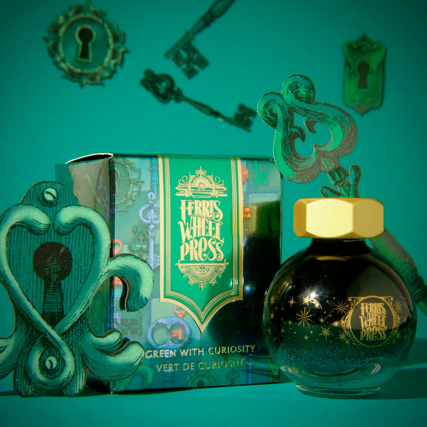 Ferris Wheel Press 20ml bottled Ink - Green with Curiosity | Atlas Stationers.