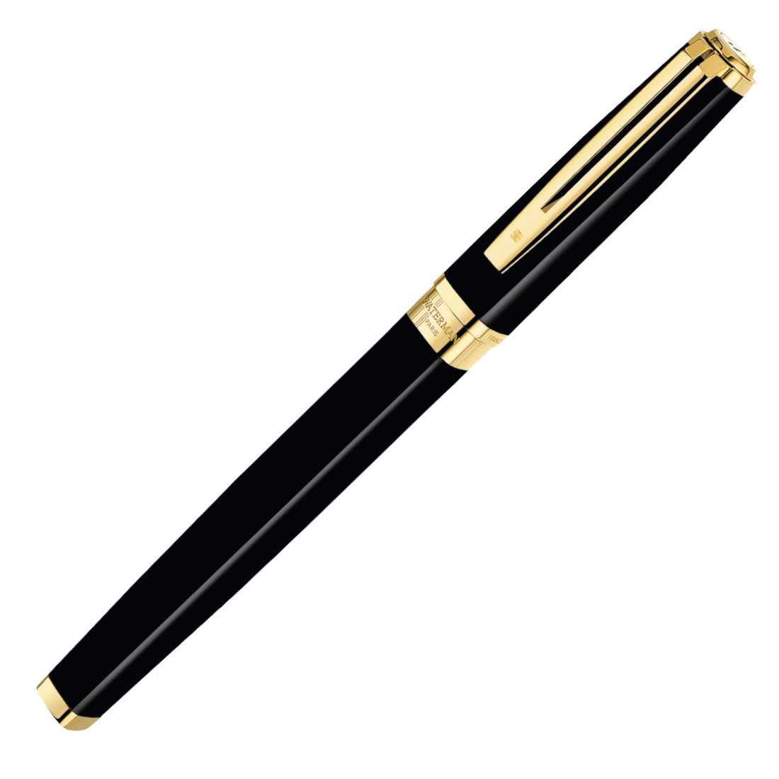 Waterman Exception Slim Fountain Pen - Black w/ Gold Trim | Atlas Stationers.