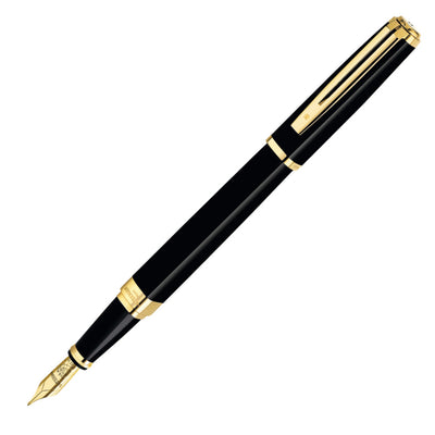 Waterman Exception Slim Fountain Pen - Black w/ Gold Trim | Atlas Stationers.