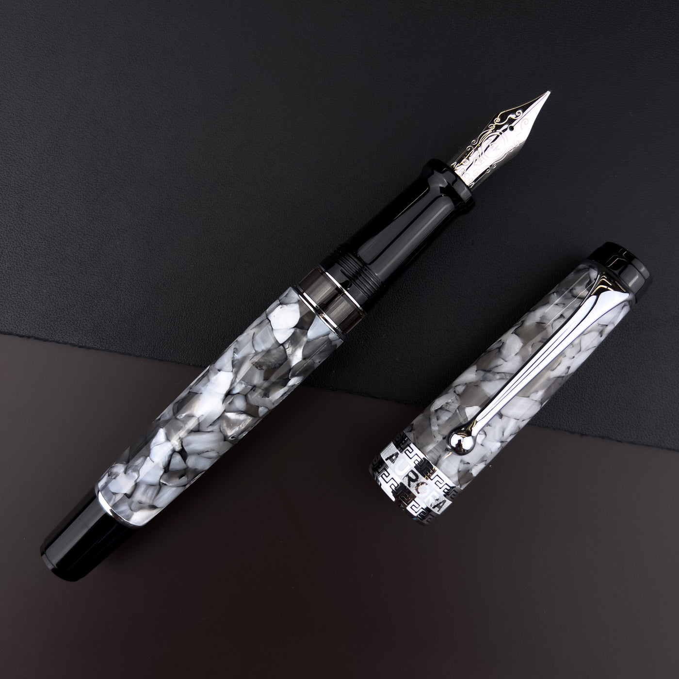 Aurora Optima Auroloide Fountain Pen - Nero Perla | Atlas Stationers.