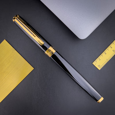 Waterman Exception Slim Fountain Pen - Black w/ Gold Trim | Atlas Stationers.