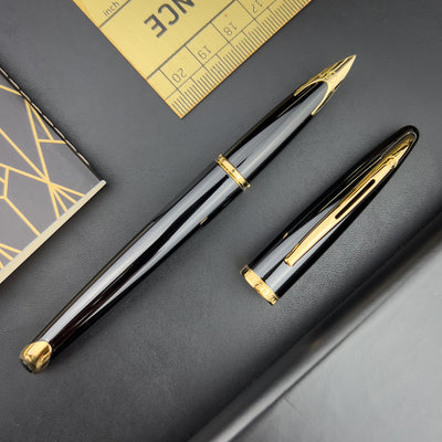 Waterman Carene Fountain Pen - Black Sea w/ Gold Trim | Atlas Stationers.