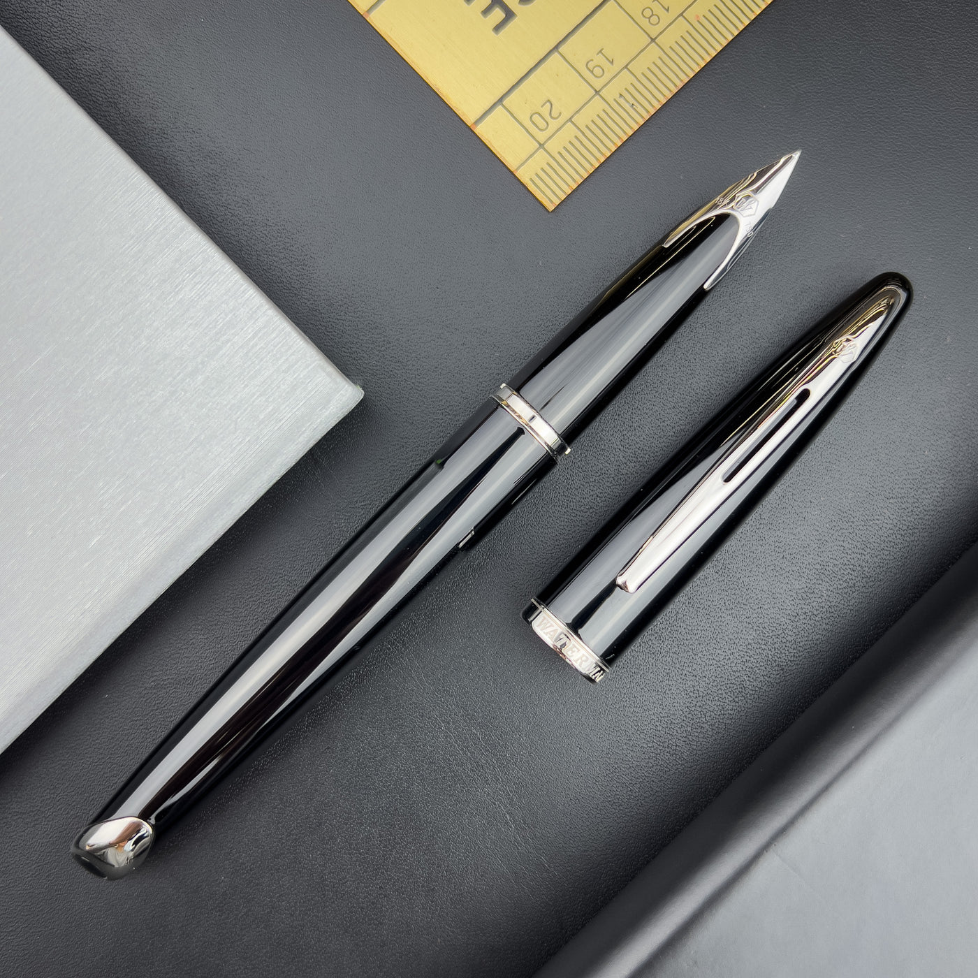 Waterman Carene Fountain Pen - Black Sea w/ Silver Trim | Atlas Stationers.