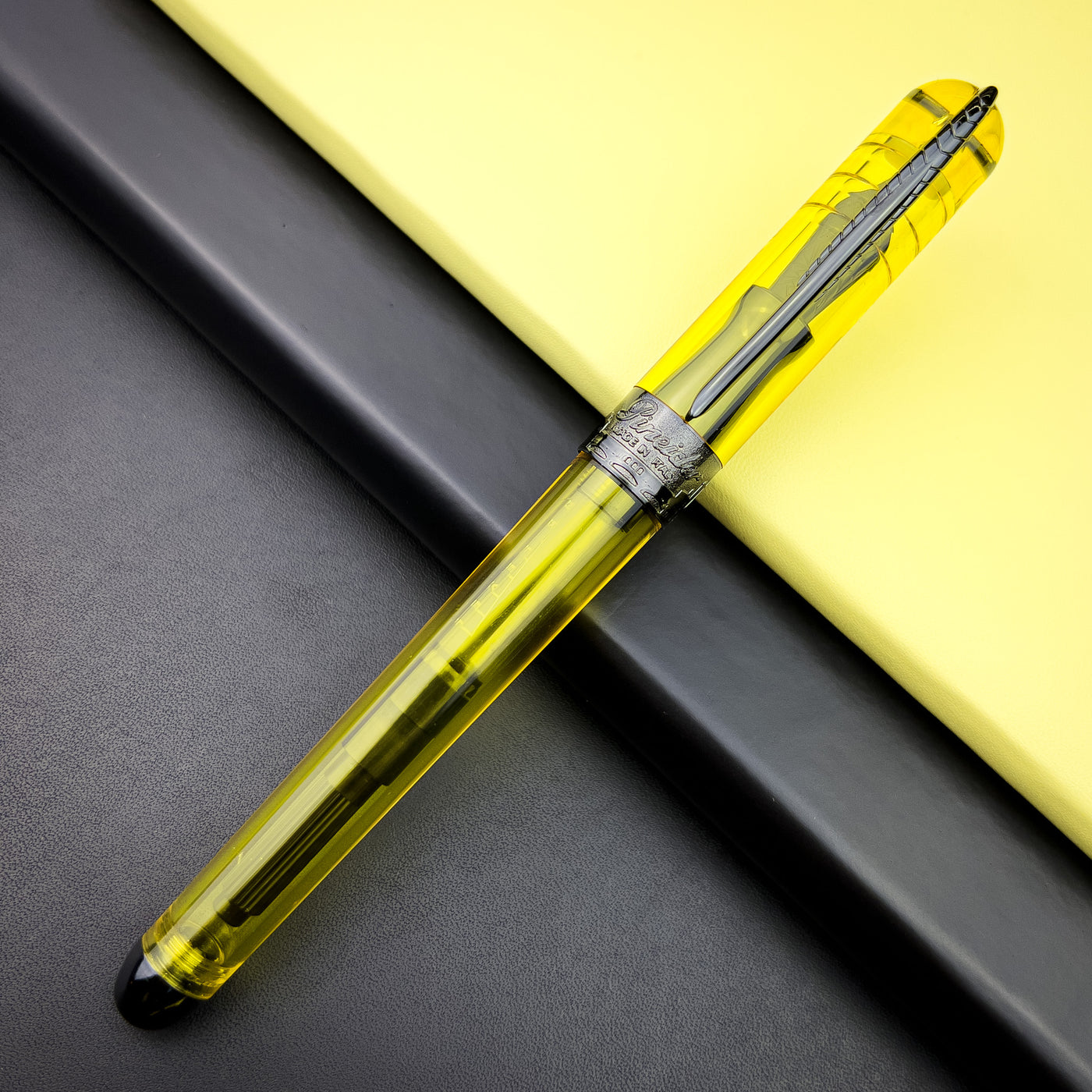 Pineider Avatar UR Demo Fountain Pen- Lemon w/ Black Trim | Atlas Stationers.