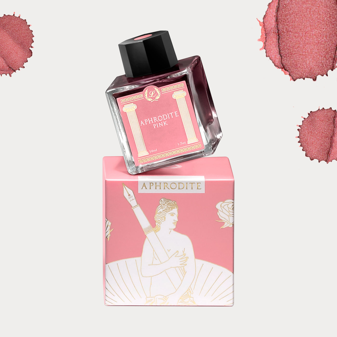 Laban Greek Mythology Bottled Ink - 50ml - Aphrodite Pink | Atlas Stationers.