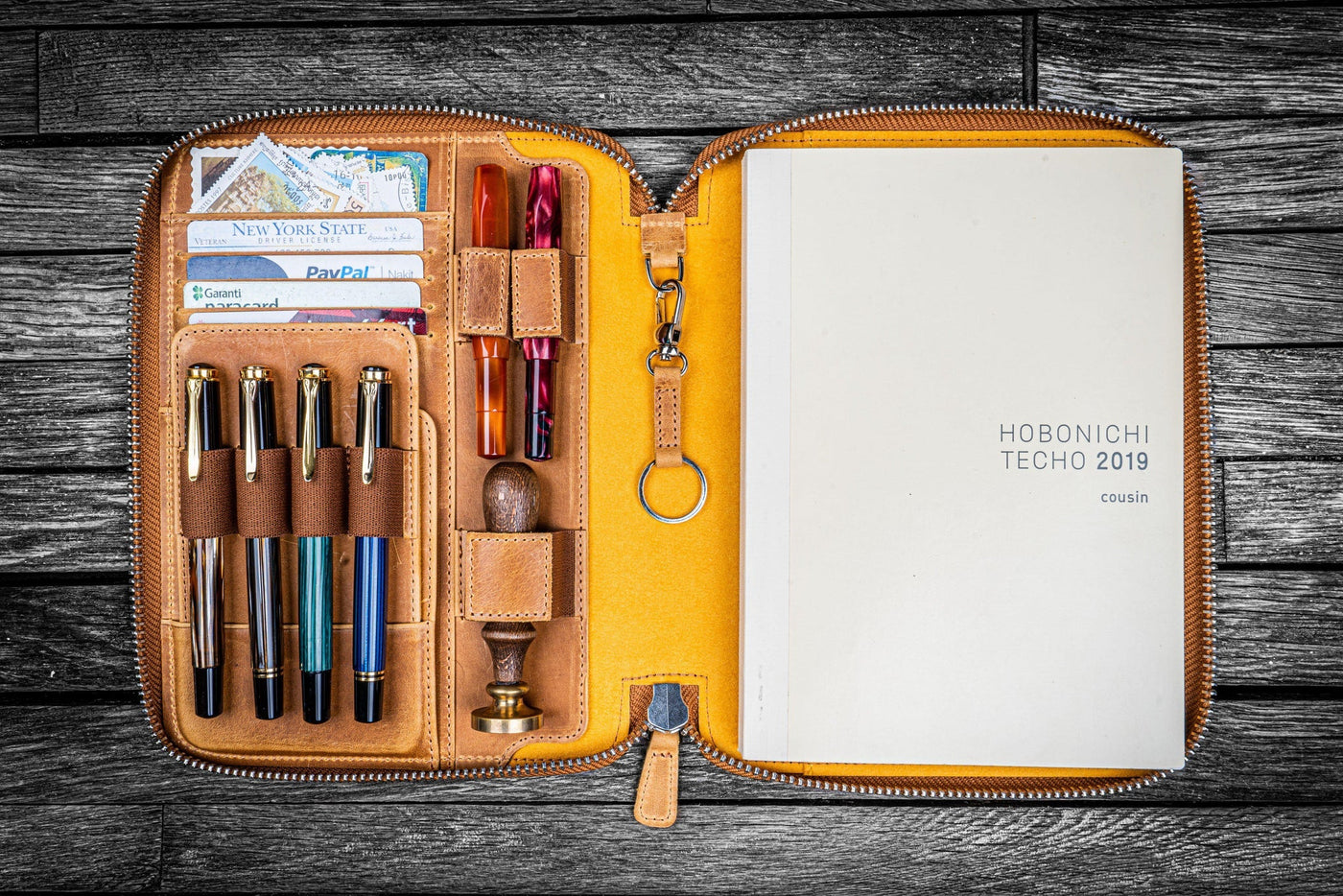 Galen Leather Zipped A5 Notebook Folio - Crazy Horse Honey Ochre | Atlas Stationers.