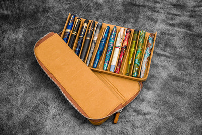 Galen Leather Zippered Magnum Opus 12 Slot Pen Case