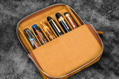 Galen Leather Zippered Magnum Opus 6 Slot Pen Case