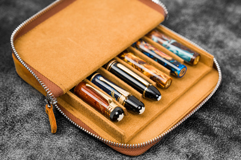 Galen Leather Zippered Magnum Opus 6 Slot Pen Case