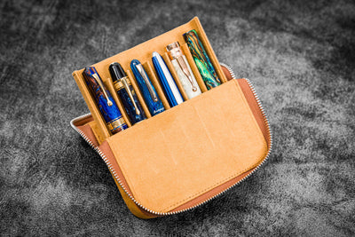 Galen Leather Zippered Magnum Opus 6 Slot Pen Case