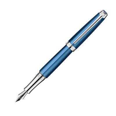 Caran d'Ache LÉMAN Fountain Pen - Grand Bleu w/ Silver Trim - | Atlas Stationers.