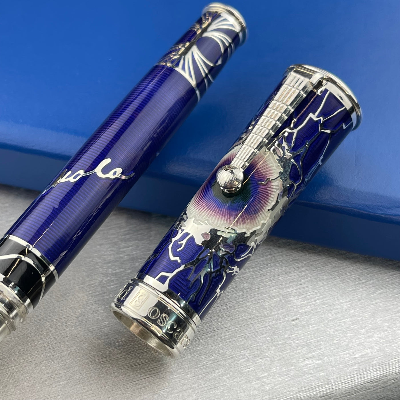 David Oscarson Nikola Tesla Fountain Pen - Purple w/ Silver Trim | Atlas Stationers.