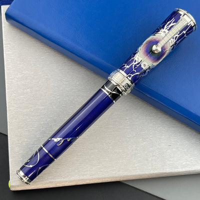 David Oscarson Nikola Tesla Fountain Pen - Purple w/ Silver Trim | Atlas Stationers.