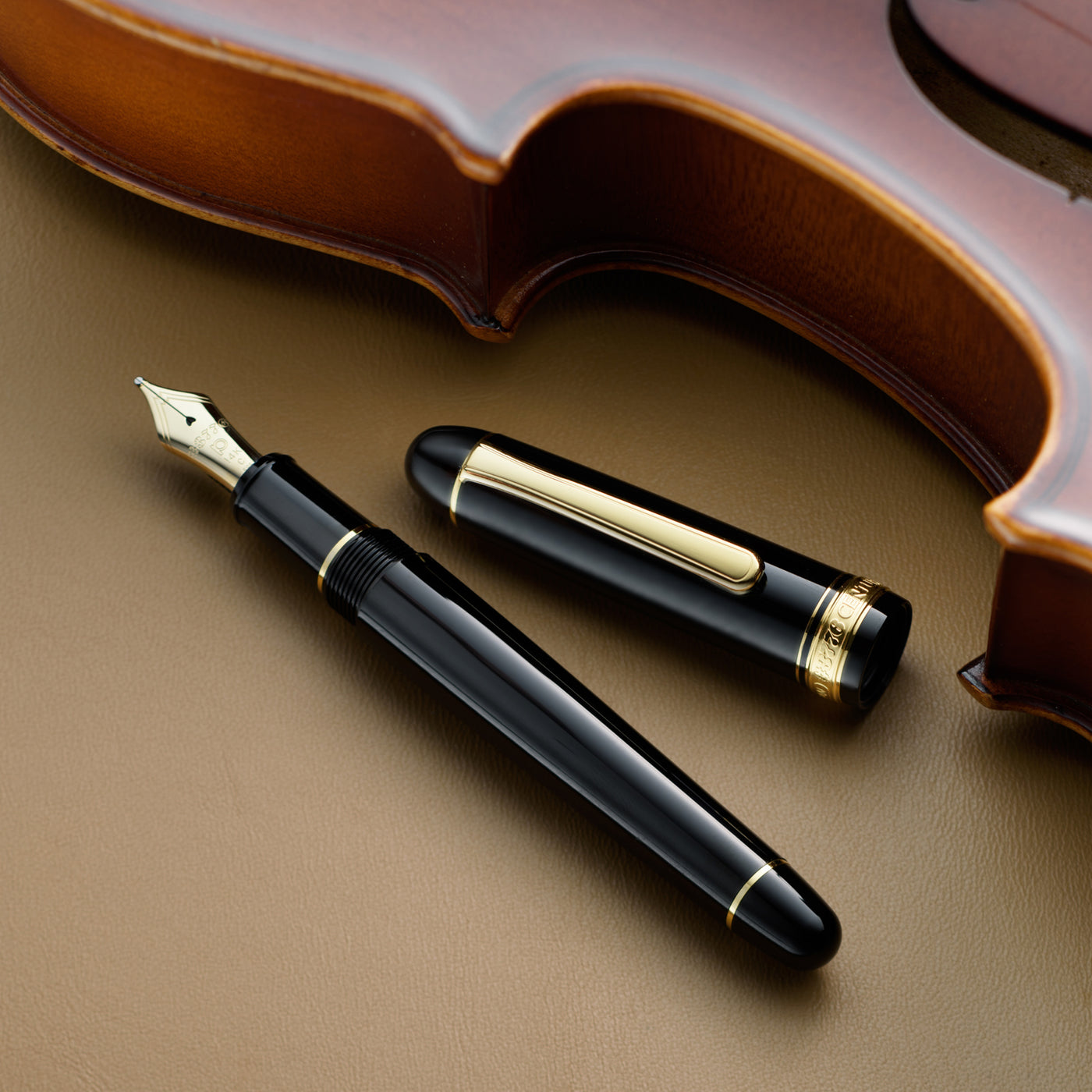 Platinum #3776 Century Fountain Pen - Black with Gold Trim | Atlas Stationers.