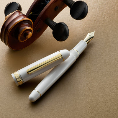 Platinum #3776 Fountain Pen - Chenonceau White with Gold Trim