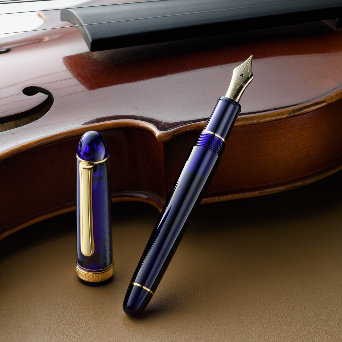 Platinum #3776 Century Fountain Pen - Chartres Blue with Gold Trim | Atlas Stationers.