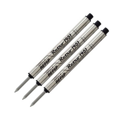 Retro 51 Tornado Capless Rollerball Refill - Black (3 Pack)