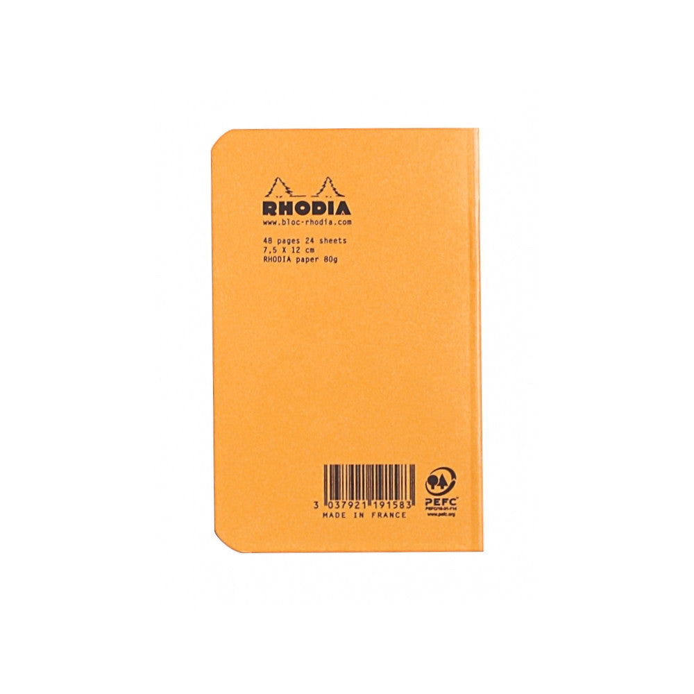 Rhodia Slim Staplebound Notebook - Graph 24 sheets - 3 x 4 3/4 - Orange cover | Atlas Stationers.