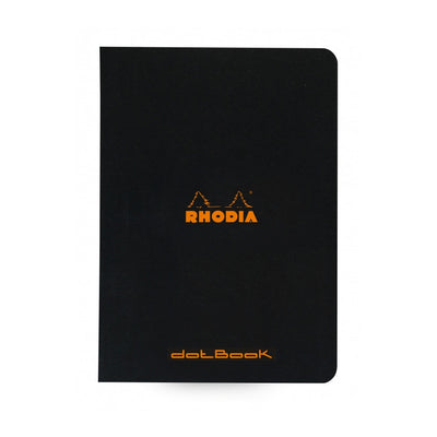 Rhodia Slim Staplebound Notebook - Dot grid 48 sheets - 6 x 8 1/4 - Black cover | Atlas Stationers.