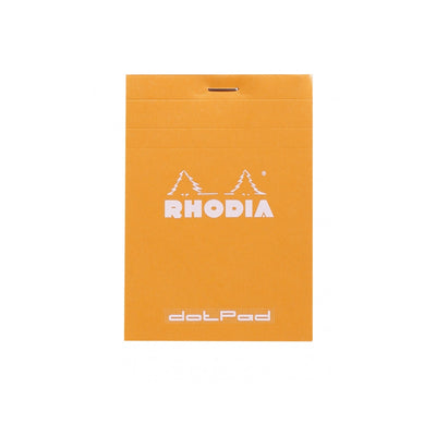 Rhodia Staplebound Notepad - Dot grid 80 sheets - 3 3/8 x 4 3/4 - Orange cover | Atlas Stationers.