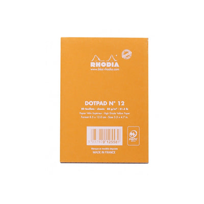 Rhodia Staplebound Notepad - Dot grid 80 sheets - 3 3/8 x 4 3/4 - Orange cover | Atlas Stationers.