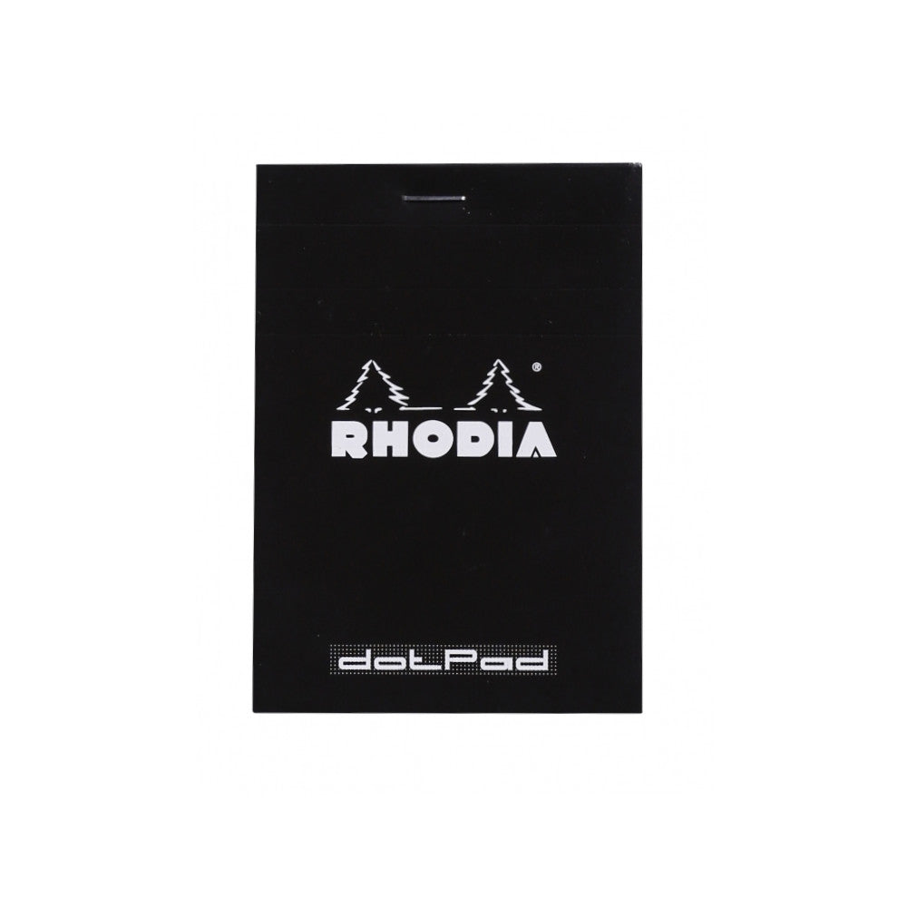 Rhodia Staplebound Notepad - Dot grid 80 sheets - 3 3/8 x 4 3/4 - Black cover | Atlas Stationers.