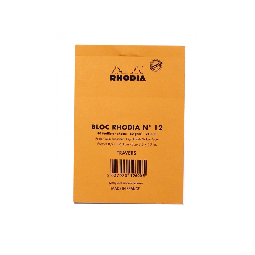 Rhodia Staplebound Notepad - Lined 80 sheets - 3 3/8 x 4 3/4 - Orange cover | Atlas Stationers.