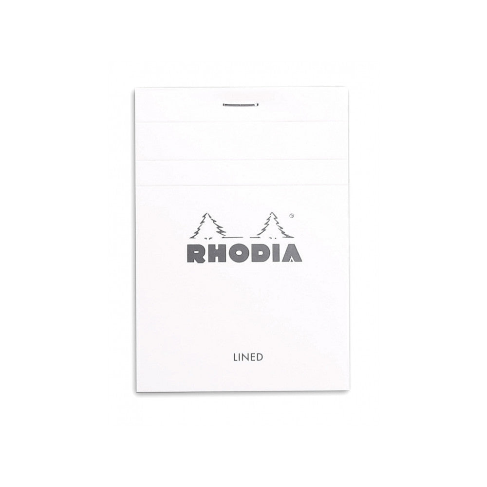 Rhodia Staplebound Notepad - Lined 80 sheets - 3 3/8 x 4 3/4 - White cover | Atlas Stationers.