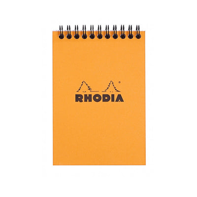 Rhodia Wirebound Notepad - Graph 80 sheets - 4 x 6 - Orange cover | Atlas Stationers.