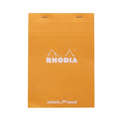 Rhodia Staplebound Notepad - Dot grid 80 sheets - 6 x 8 1/4 - Orange cover | Atlas Stationers.