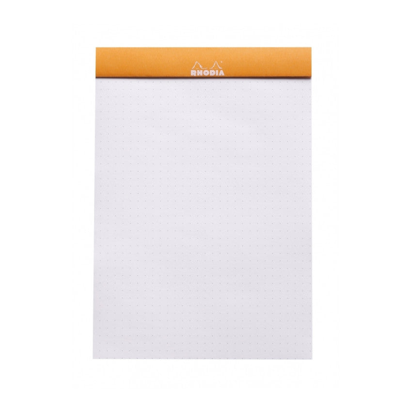 Rhodia Staplebound Notepad - Dot grid 80 sheets - 6 x 8 1/4 - Orange cover | Atlas Stationers.