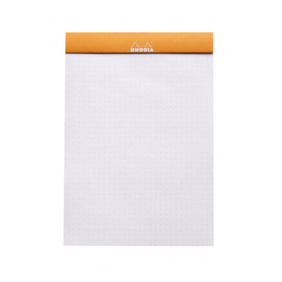 Rhodia Staplebound Notepad - Dot grid 80 sheets - 6 x 8 1/4 - Orange cover | Atlas Stationers.