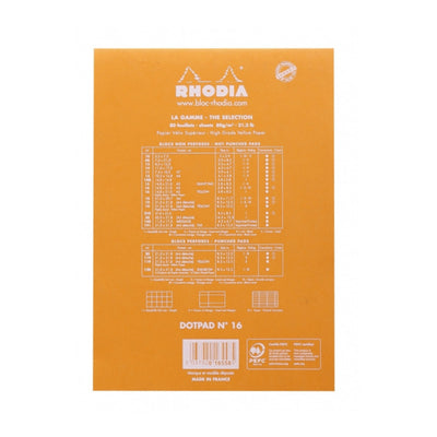 Rhodia Staplebound Notepad - Dot grid 80 sheets - 6 x 8 1/4 - Orange cover | Atlas Stationers.