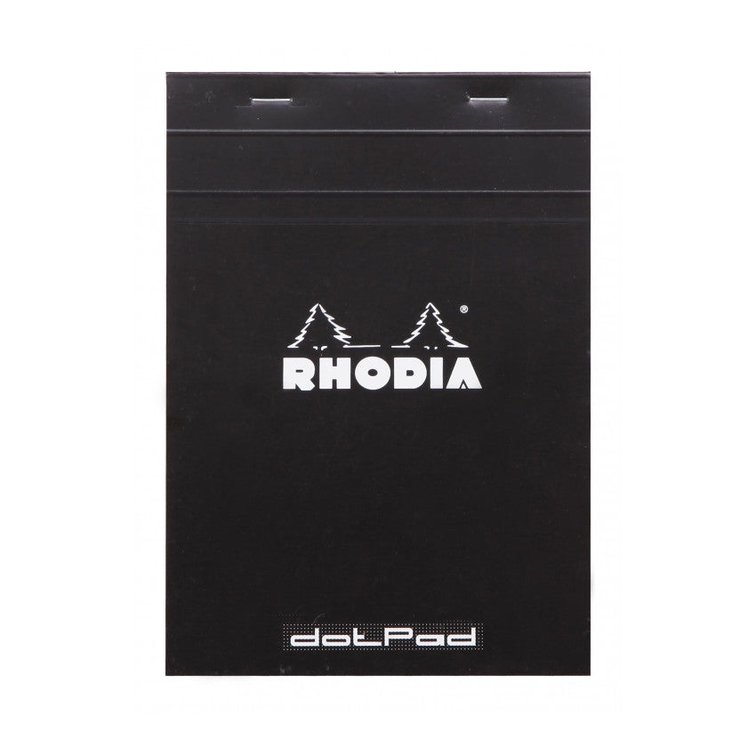 Rhodia Staplebound Notepad - Dot grid 80 sheets - 6 x 8 1/4 - Black cover | Atlas Stationers.