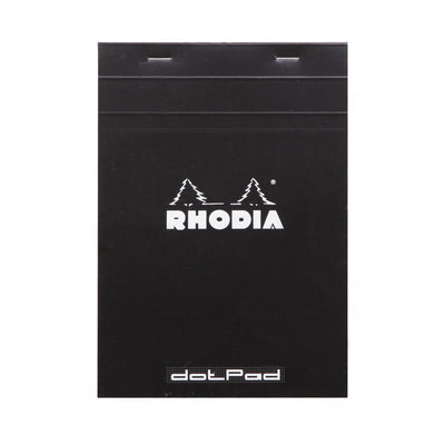 Rhodia Staplebound Notepad - Dot grid 80 sheets - 6 x 8 1/4 - Black cover | Atlas Stationers.