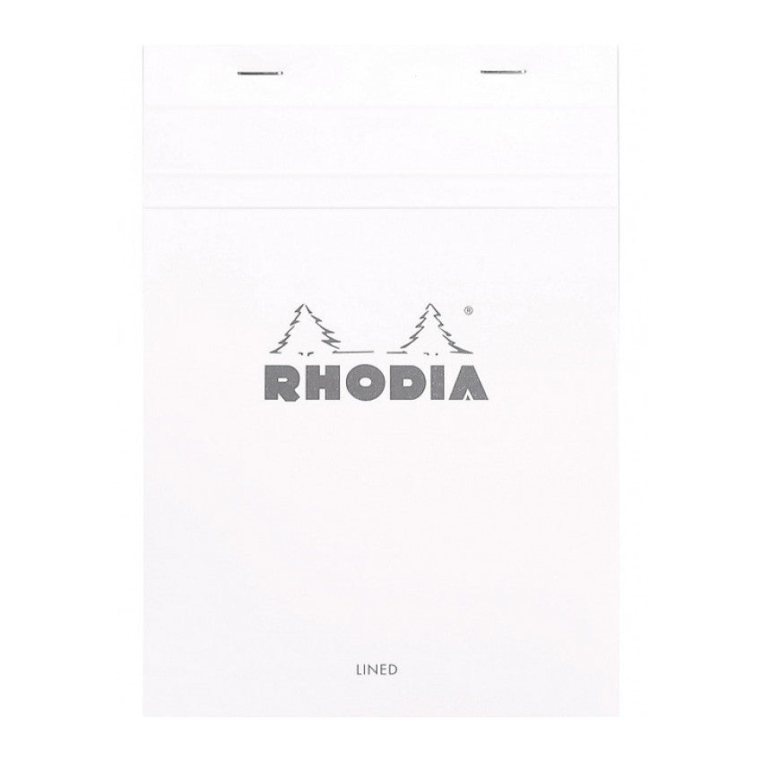 Rhodia Staplebound Notepad - Lined w/ margin 80 sheets - 6 x 8 1/4 - White cover | Atlas Stationers.