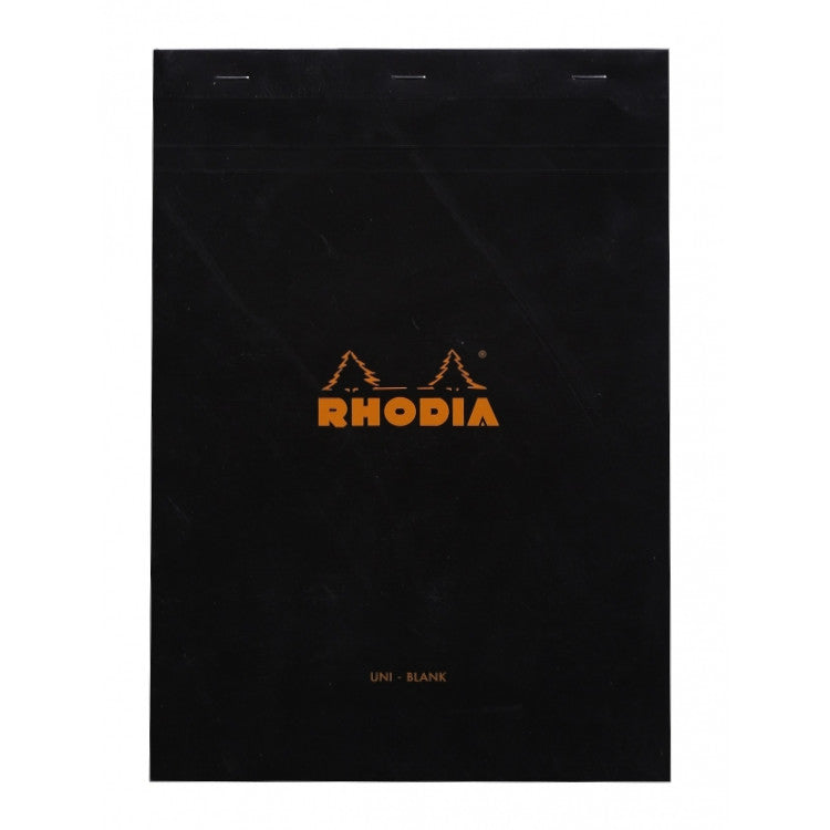 Rhodia Staplebound Notepad - Blank 80 sheets - 8 1/4 x 11 3/4 - Black cover | Atlas Stationers.