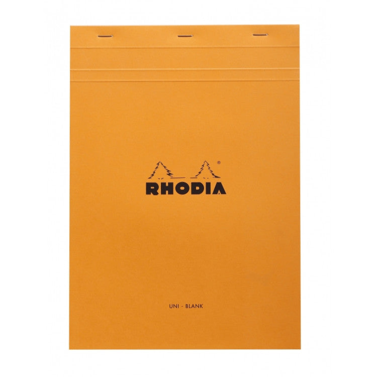 Rhodia Staplebound Notepad - Blank 80 sheets - 8 1/4 x 11 3/4 - Orange cover | Atlas Stationers.