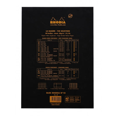 Rhodia Staplebound Notepad - Graph 80 sheets - 8 1/4 x 11 3/4 - Black cover | Atlas Stationers.