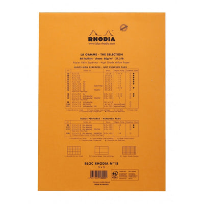 Rhodia Staplebound Notepad - Graph 80 sheets - 8 1/4 x 11 3/4 - Orange cover | Atlas Stationers.